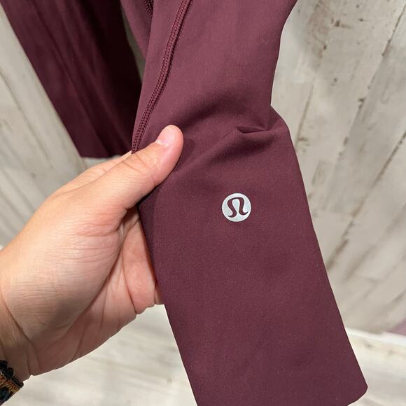 Lululemon Women Fast Free HR Crop 19” LW6BCUS Maroon Size 6 Gym Workout - Picture 2 of 8